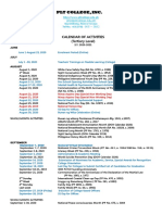 PLT College, Inc.: Calendar of Activities (Tertiary Level)