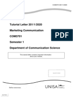 Tutorial Letter 201/1/2020 Marketing Communication COM3701 Semester 1 Department of Communication Science