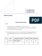 Calibration Laboratory Depth Gauge: Revision Record Sheet