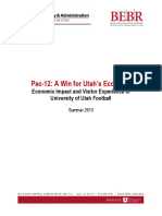 Pac-12: A Win For Utah's Economy: Economic Impact and Visitor Experience of University of Utah Football