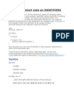 Q1. Write A Short Note On IDENTIFIERS: Syntax