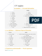 Vocabulaire CV Anglais