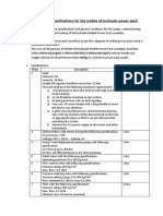 Technical Specifications For The Mobile Oil Hydraulic Power Pack