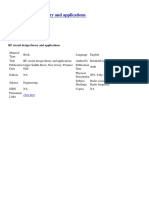 RF Circuit Design Theory and Applications: Engineering