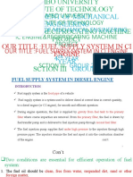 Department of Mechanical Engineering: Our Title:Fuel Supply System in Ci Engine