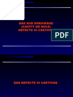 Gas and Shrinkage (Cavity or Hole) Defects in Castings