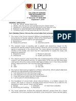 College of Nursing Prelim Examination Pharmacology 1 Semester, SY 2019-2020 September 7, 2019 General Direction