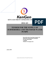 Tender For The Supply of Submersible and Transfer Water Pumps