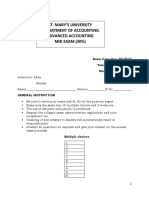 St. Mary'S University Department of Accounting Advanced Accounting MID EXAM (30%)