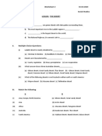 Worksheet 2 10-04-2020 Class - VII Social Studies Lesson: The Desert I. Fill in The Blanks