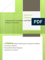 Malaria in Children: Department of Paediatrics and Child Health, Mbarara University