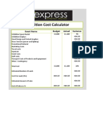 Exhibition Cost Calculator: Event Name Budget Actual Variance