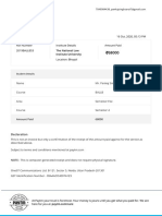 Transaction Receipt: Order ID: 12022109158 16 Oct, 2020, 05:13 PM Roll Number 2019BALLB53 Institute Details Amount Paid