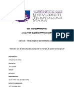 Bba (Hons) Marketing Faculty of Business Management: Ent 530 - Principles of Entrepreneurship