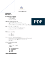 C++ Evaluation Duration: 1hrs. Total Marks: 35 1. Constructor Is Called When