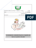 8º Ano - 1° TESTE DE CIÊNCIAS NATURAIS