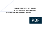 Topic 10 Lexicon. Characteristics of Word-Formation in English. Prefixation, Suffixation and Compounding