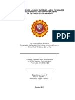 Self-Efficacy and Learning Outcomes Among The College of Teacher Education Working Students of The University of Mindanao