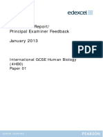 Examiners' Report/ Principal Examiner Feedback January 2013: International GCSE Human Biology (4HB0) Paper 01