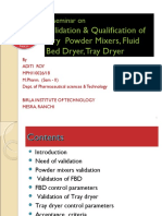 Validation & Qualification of Dry Powder Mixers, Fluid Bed Dryer, Tray Dryer