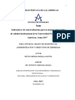 Indicadores de Autoevaluación para La Mejora Del Modelo de Calidad Institucional de La Universidad Peruana de Las Américas, Lima 2017