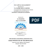 "A Study On Working Capital Management": S.R.K Institute of Technology