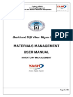 Materials Management User Manual: Jharkhand Bijli Vitran Nigam Limited