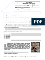 5ºano - CN - Ficha de Consolidação - Alimentação e Reprodução Nos Animais