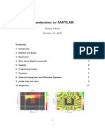 Introduction To MATLAB: Stefan Güttel October 15, 2020