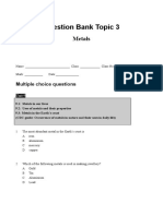 Question Bank Topic 3: Metals