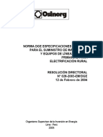 Norma Dge Especificaciones Técnicas para El Suministro de Materiales Y Equipos de Líneas Y Redes Primarias para Electrificación Rural