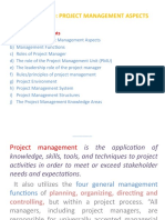 Chapter Two: Project Management Aspects: - Presentation Contents