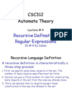 CSC312 Automata Theory: Recursive Definations Regular Expressions