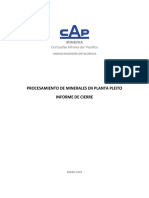 Informe de Cierre - Procesamiento Planta Pleito