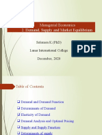 Managerial Economics 2.: Demand, Supply and Market Equilibrium