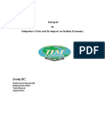 Synopsis On Subprime Crisis and Its Impact On Indian Economy