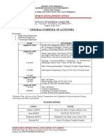 General Schedule of Activities: Sports Development Office