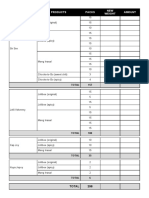 Customer Products Packs NEW Weight Amount: Total 298