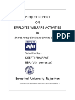 Project Report ON Employee Welfare Activities In: Deepti Prajapati BBA (VTH Semester)