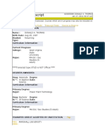 Academic Transcript: Transfer Credit Institution Credit Transcript Totals Courses in Progress