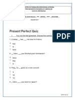 Present Perfect Quiz: Gestión de Formación Profesional Integral Procedimiento Desarrollo Curricular Guía de Aprendizaje