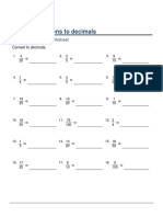 Decimals Convert Fraction To Decimals Questions