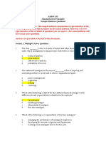 ADMN 232 Administrative Principles Sample Midterm Questions: Types NOT Number