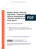 Natalia Andrea Alzate Alzate (2015) - Relatos de Las Infancias Migrantes. Trayectos de Una Infancia Desplazada en Mambru Perdio La Guerra (..)