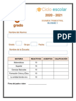 Examen Trimestral Tercer Grado 2020-2021