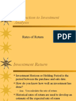 Introduction To Investment Analysis: Rates of Return