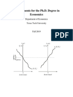 Requirements For The Ph.D. Degree in Economics: Department of Economics Texas Tech University