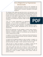 Importancia de La Religión en Las Negociaciones Internacionales