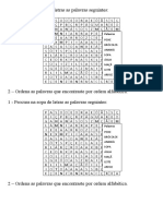 Sopa de Letras - Nomes NH LH Ordem Alfabética