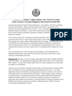 Testimony of Christine C. Quinn, Speaker, New York City Council On The Governor's Executive Budget For State Fiscal Year 2011-2012